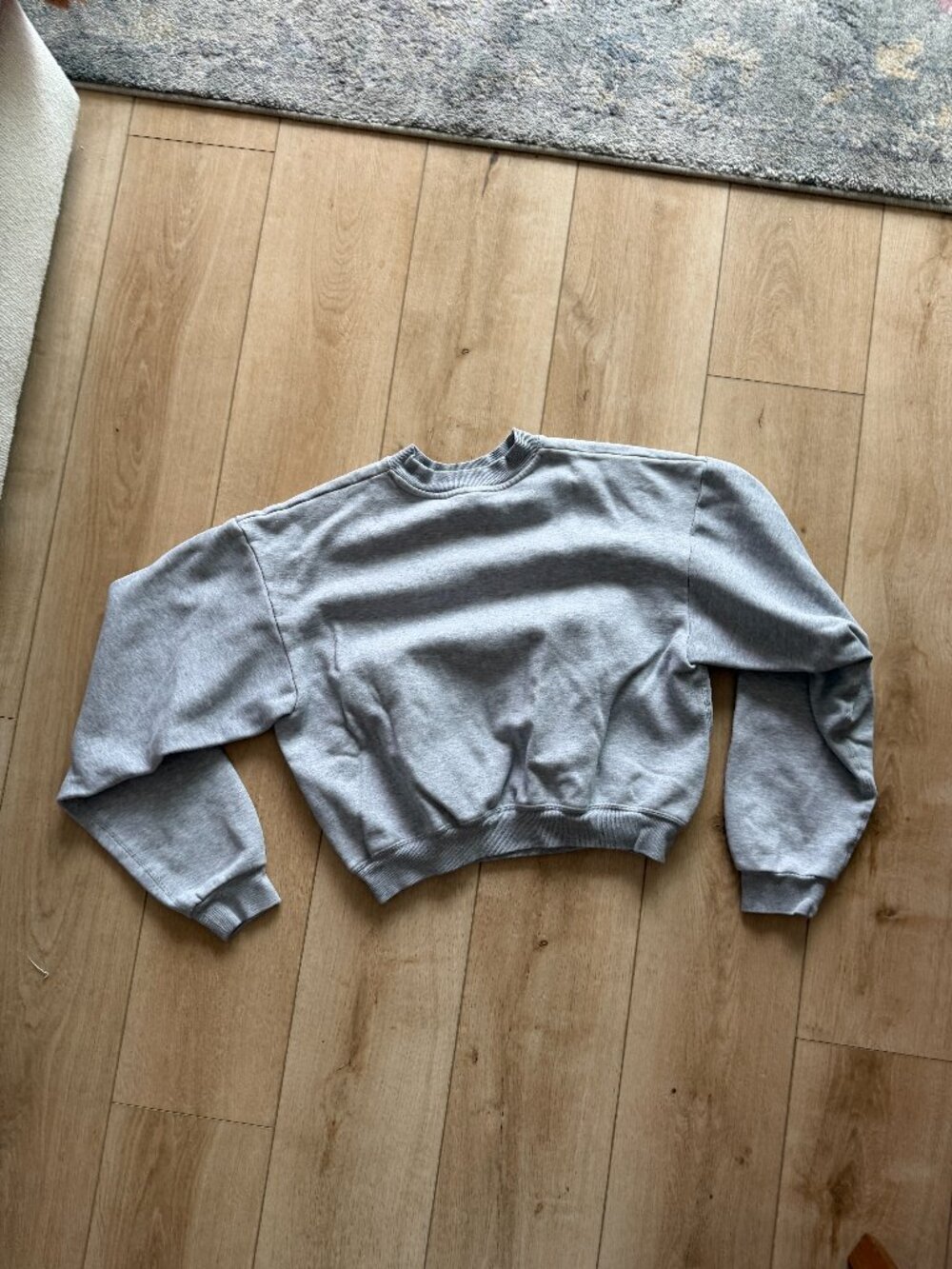 Skims Cotton Fleece Crewneck Sweatshirt MID HEATHER GREY